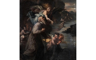 Lombardischer Maler des 17. Jahrhunderts, Der Heilige Julius auf dem Weg zur Insel im Ortasee