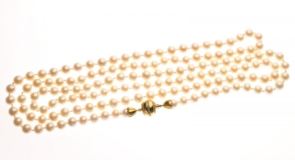Lot 192 Long SAUTOIR de perles Akoya de 8 à 8.5 mm et pouvant former un collier...