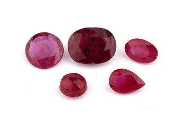 Lot 5 loose rubies total approx. 4.52 ct , 1x...