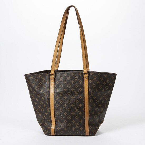 NOT SOLD. Louis Vuitton: A "Sac Shopping" of brown monogram canvas, leather trimmings, gold tone hardware and two shoulder straps. – Bruun Rasmussen Auctioneers of Fine Art