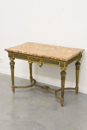Louis XVI gilded table (ht 77 x 108...