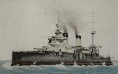 [M] FRENCH SCHOOL (LATE 19TH CENTURY) - STUDY OF THE FRENCH BATTLESHIP BOUVET, CIRCA 1898