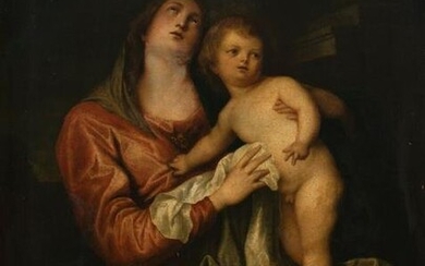MADONNA & INFANT JESUS OIL PAINTING