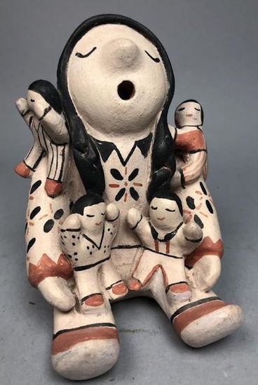 MARY TRUJILLO Pottery Figural Vessel COCHITI Pueblo. Seated braided...