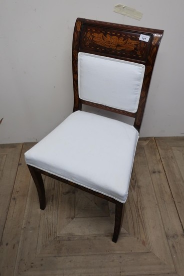 Mahogany Italian style marquetry inlaid dining chair with up...