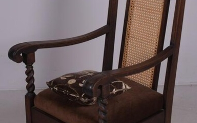 Mahogany caned back armchair