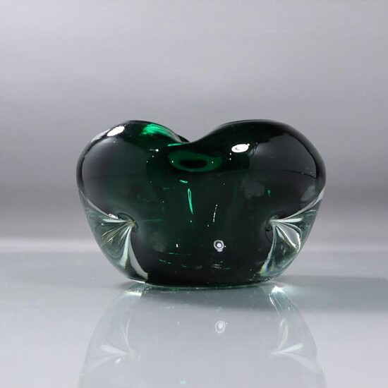 Mid-Century Italian Green Art Glass Pinched Bowl