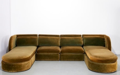 Milo Baughman, large U-shape modular sofa