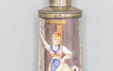 Miniatur Parfümflakon in Form einer Tube / A miniature enamelled...