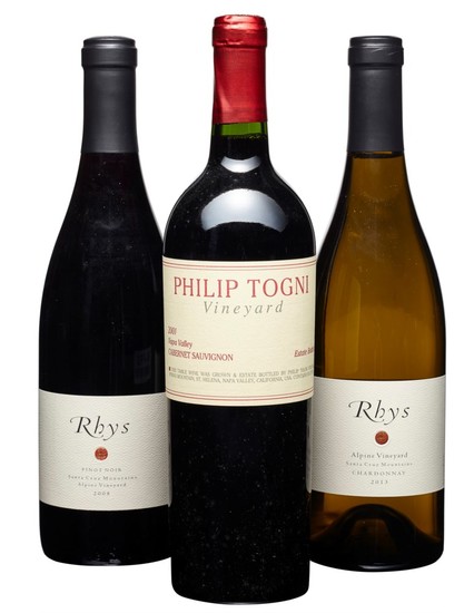 Mixed California, Phillip Togni, Cabernet Sauvignon 2001 (1) Rhys, Alpine Vineyard, Pinot Noir 2008 (1) Rhys, Alpine Vineyard, Chardonnay 2013 (1)