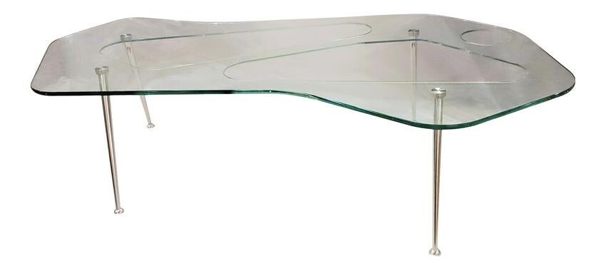 Modern Italian Lucite and Chrome Abstract Coffee Table