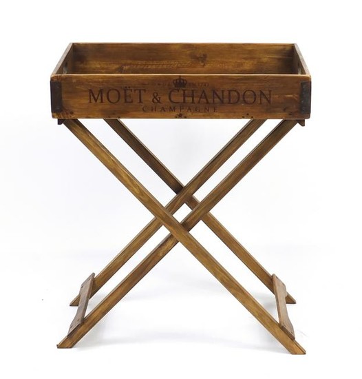 Moët & Chandon design butlers tray on stand, 78cm H x