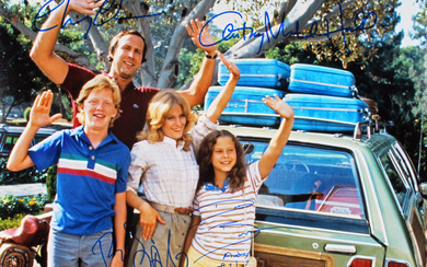 "National Lampoon's Vacation" 16x20 Photo Signed By (4) with Chevy Chase, Beverly D'Angelo, Anthony Michael Hall & Dana Barron Inscribed "Audrey #1" (Beckett)
