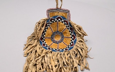 Native American Leather and Beadwork Pouch/ Bag