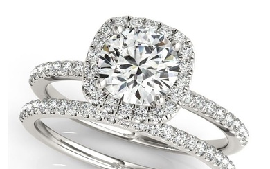 Natural 1.5 CTW Diamond Engagement Ring SET 18K White Gold