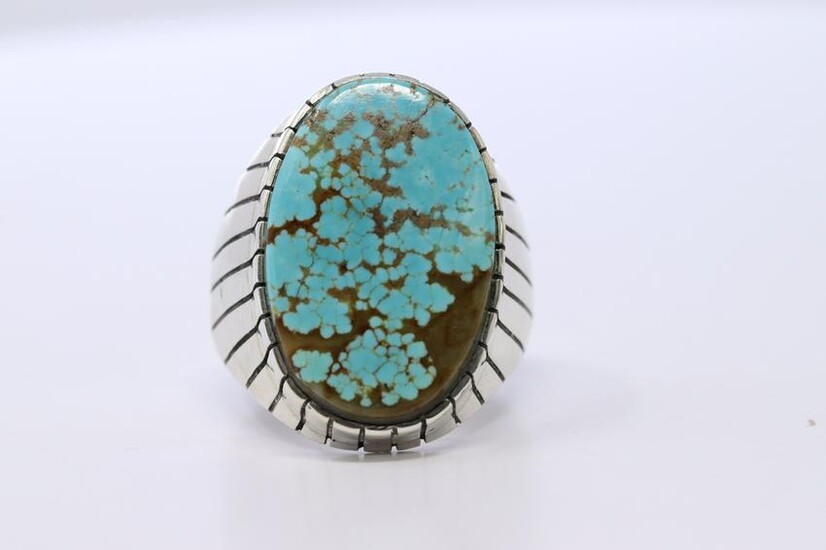 Navajo Native American Sterling Silver Turquoise Ring