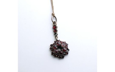 Necklace with bohemian Garnet pendant Tombac