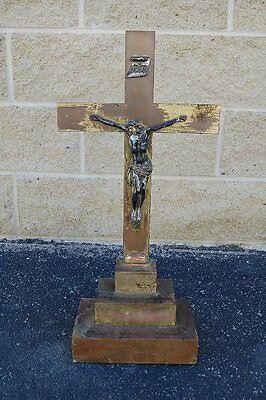 Nice antique solid brass altar cross + 24" ht. + By