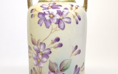 Nippon Purple Clematis Flower Painted Vase