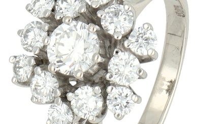 No Reserve - 14K Witgouden rozet ring bezet met ca. 1.29 ct. diamant.