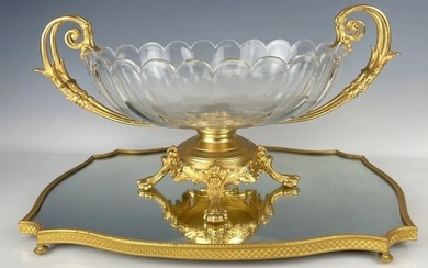 ORMOLU MOUNTED BACCARAT CRYSTAL CENTREPIECE AND PLATEAU