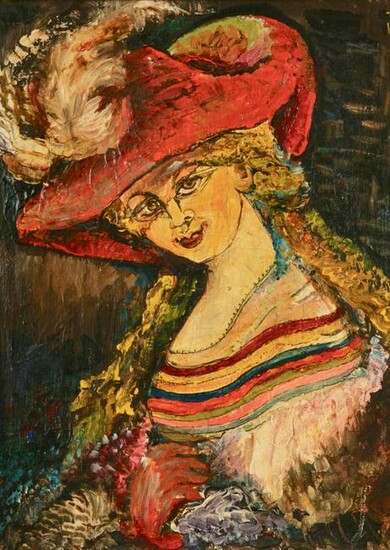 Oil Painting of Woman with Hat