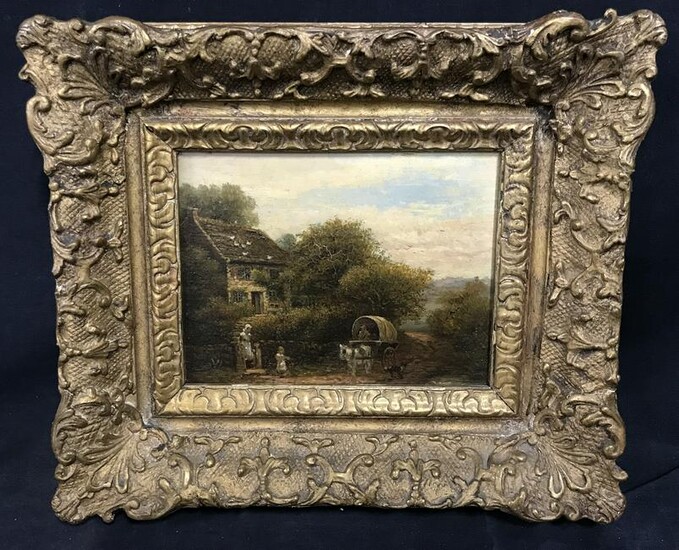 Oil Painting on Board Colonial Home