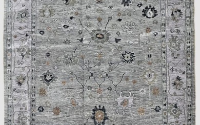 Oushak Gray Tribal Wool Hand Knotted Oriental Area Rug Carpet 8'4" x 10'2"