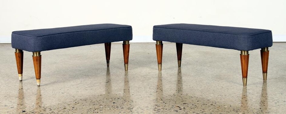 PAIR ITALIAN UPHOLSTERED BENCHES C.1950