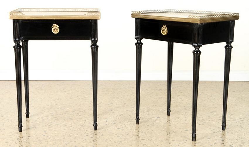 PAIR LOUIS XVI STYLE MARBLE TOP SIDE TABLES C1940