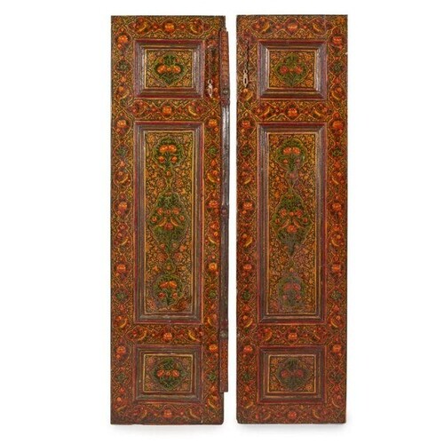 PAIR OF PERSIAN LACQUERED DOORS 19TH CENTURY the panelled mo...