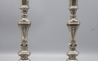 Paar Barock Kerzenleuchter / A pair of Louis XV silver...