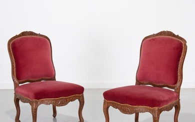 Pair Louis XV style beechwood chaises