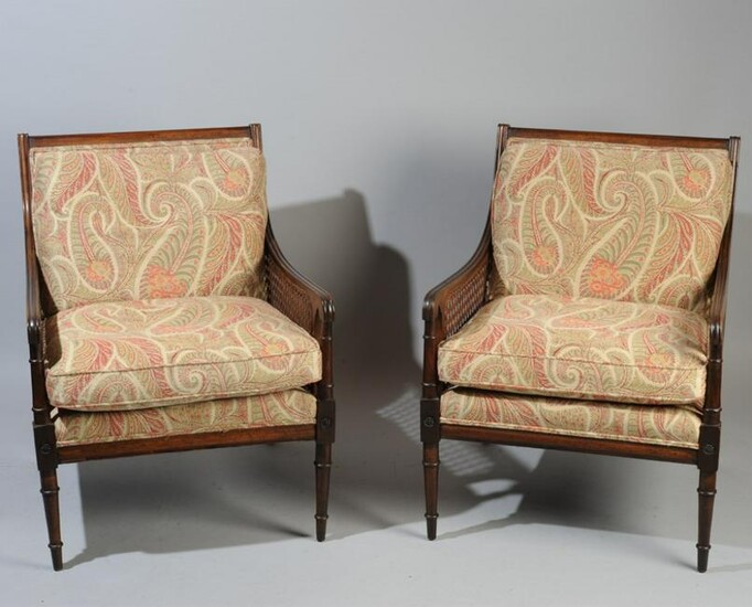 Pair Regency Style Bergere Chairs