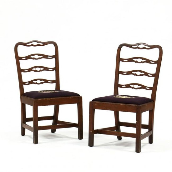 Pair of Antique American Ribbon Back Side Chairs