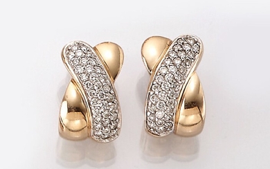 Pair of CHRIST 14 kt gold earrings with...