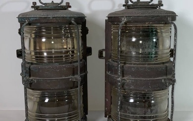 Pair of Copper Ships Stern Lanterns