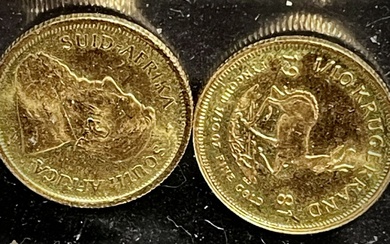 Pair of Krugerand gold coins 1/10 South Africa Other...