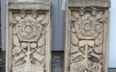 Pair of York and Lancaster Bas-Relief Carvings