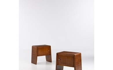 Paolo Buffa (1903-1970) Pair of bedside tables Walnut veneer, wood and brass Model created in the