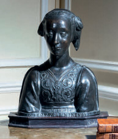 Patinated bronze bust of the Belle Florentine after the bust of St. Constance kept in the Louvre museum (inv. R.R. 789)