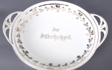 Porcelain plate Middle of 20th century. Israel. Porcelain, silvered, 28x25x6 cm.