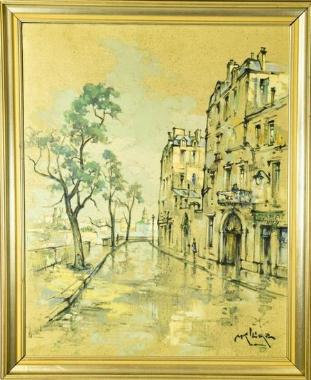 Post-Impressionist Style Street Scene Oil Painting