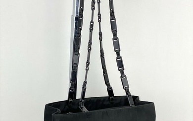 Prada Bag Nylon Tote with Link Handle Black Pre owned B236 Shoulder