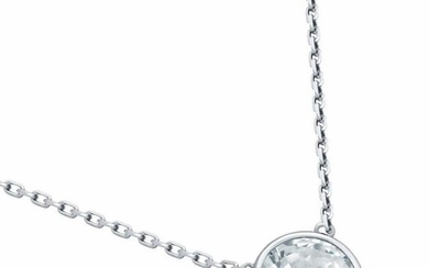 RHODIUM PLATED 7.5MM AUSTRIAN CRYSTAL ON NECKLACE 16" + 2"