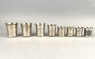 RUSSIA. Set of eight odd liqueur cups, n...