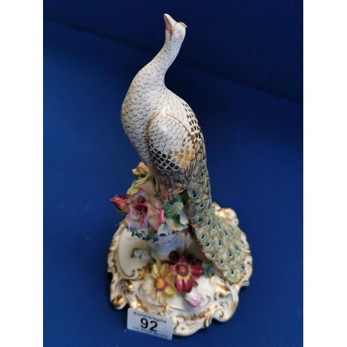 Royal Crown Derby Porcelain Peacock Figure - slight A/F on h...