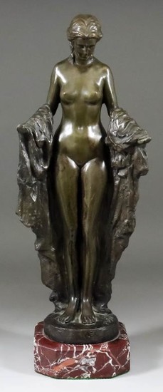 Rubin - Green patinated bronze figure of a standing...