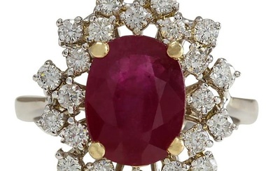 Ruby Diamond Ring 14K White Gold