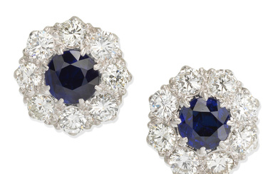 SAPPHIRE AND DIAMOND CLUSTER EARSTUDS